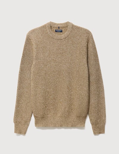 Pull manches longues camel homme