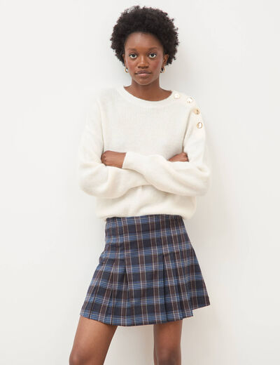Mini-jupe doubl&eacute;e bleu gris femme