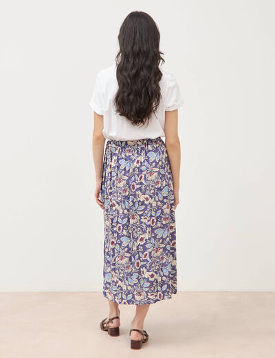 Jupe fluide bleu femme