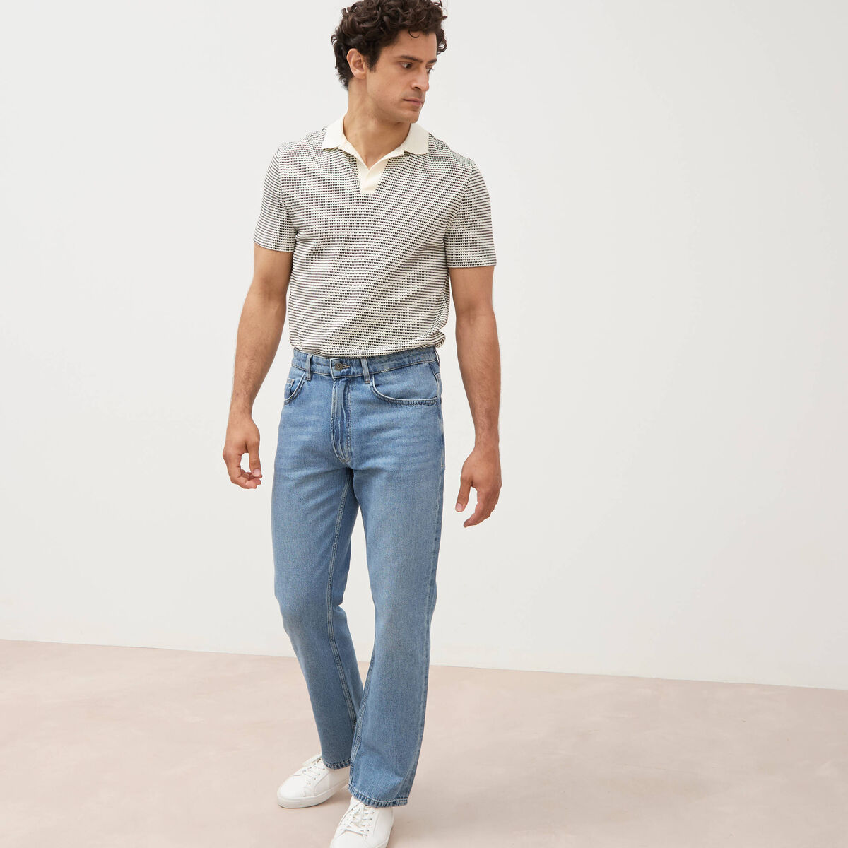 Jeans regular longueur 32 denim bleach homme