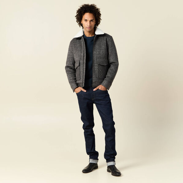 Blouson zippé col aviateur gris foncé homme