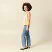D&eacute;bardeur bretelles col v fluide jaune pastel femme