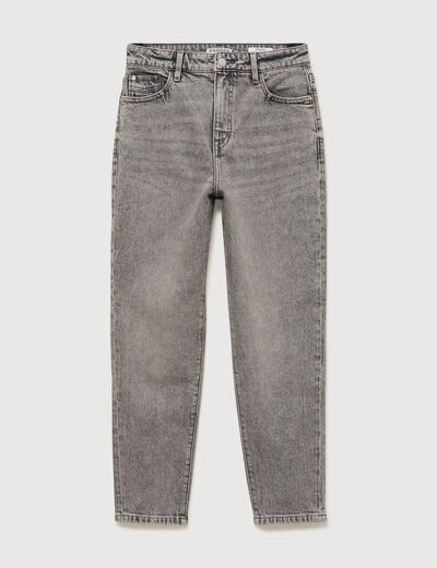 Jeans mom 7/8&egrave;me denim gris femme