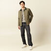 Veste déperlante boutonnée vert kaki homme