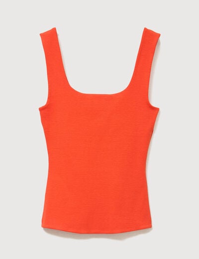 D&eacute;bardeur ajust&eacute; col carr&eacute; orange fonc&eacute; femme