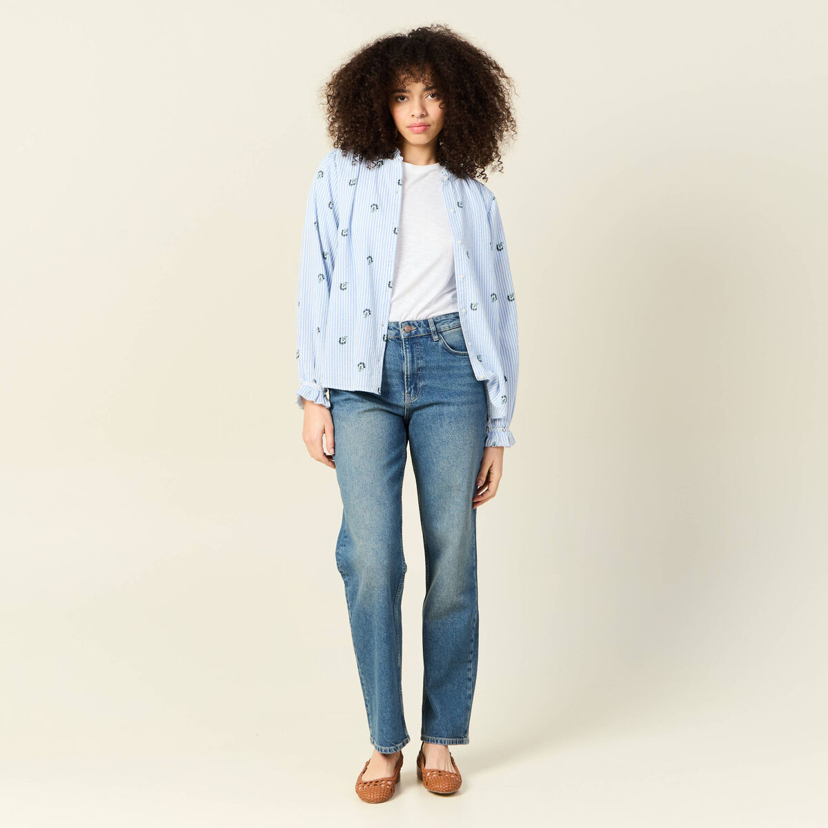Chemise manches longues blanc femme
