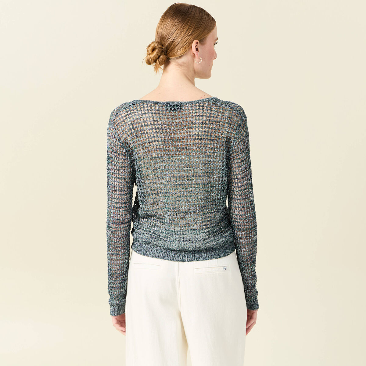 Pull éco-responsable bleu pétrole femme