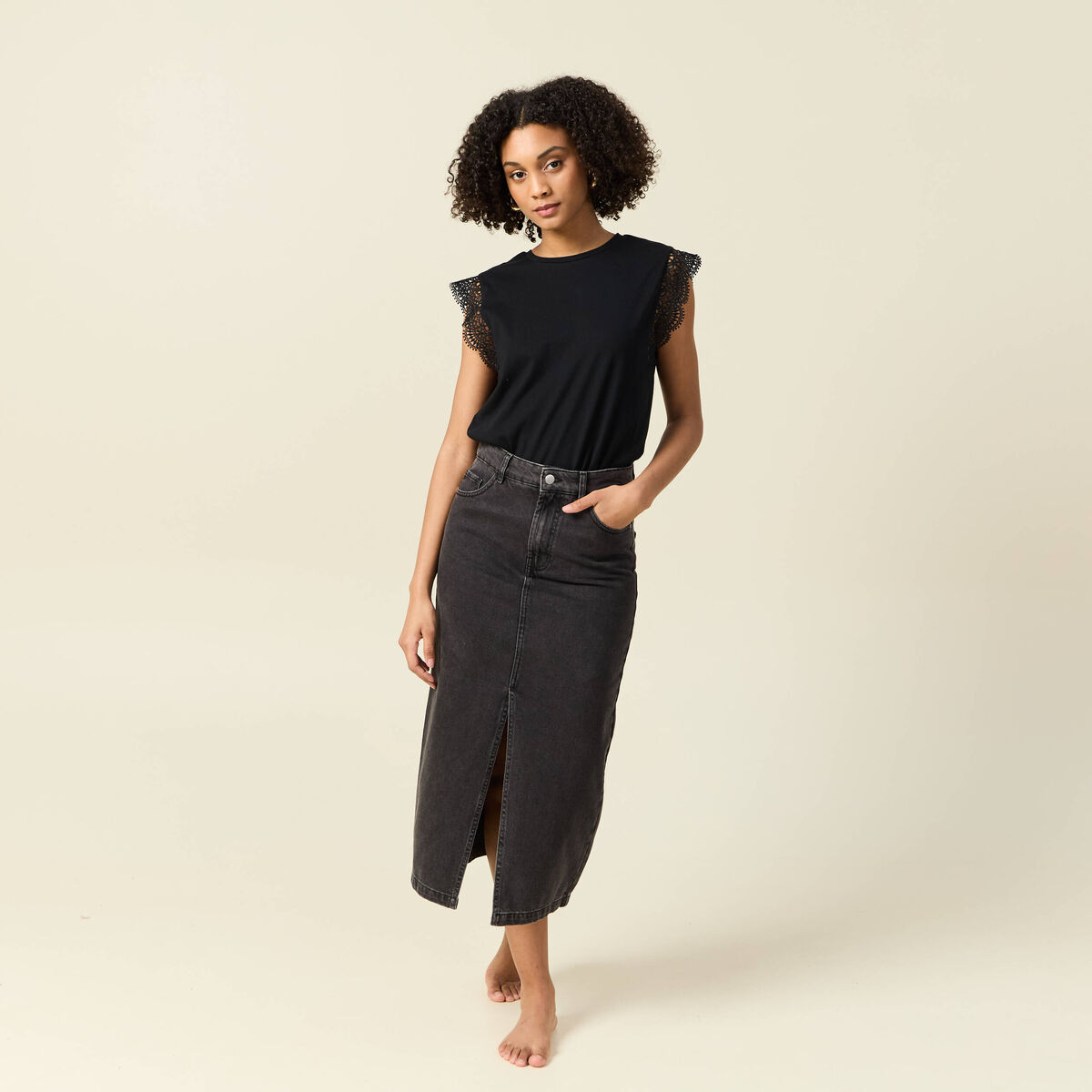 T-shirt manches courtes noir femme
