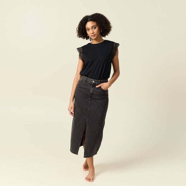 t shirt manches courtes noir femme T-shirt manches courtes noir femme