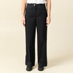 Pantalon large cropped taille haute noir femme