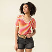 Pull manches courtes marron cognac femme