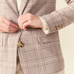 Blazer ajust&eacute; manches longues doubl&eacute; beige femme