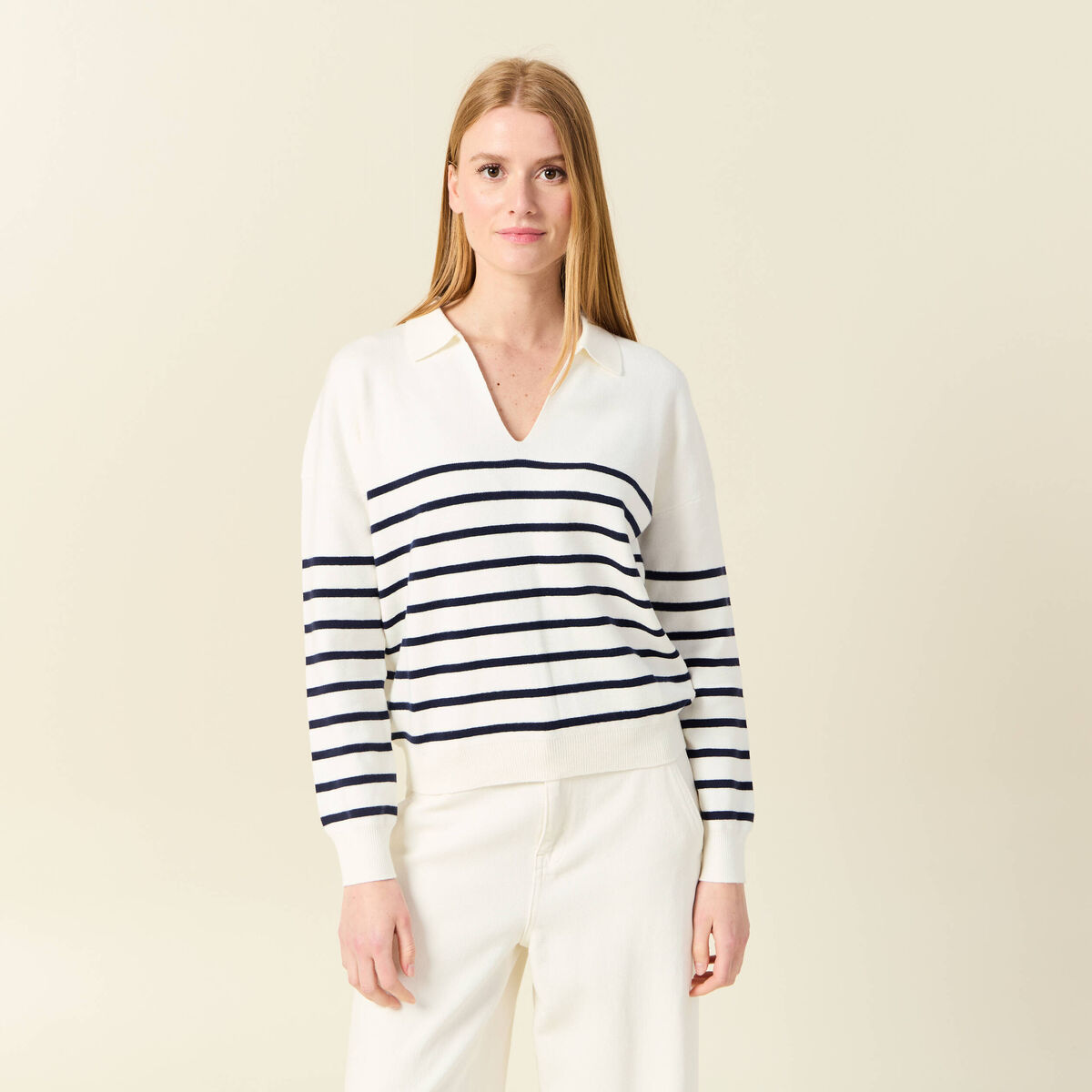Pull éco-responsable ecru femme