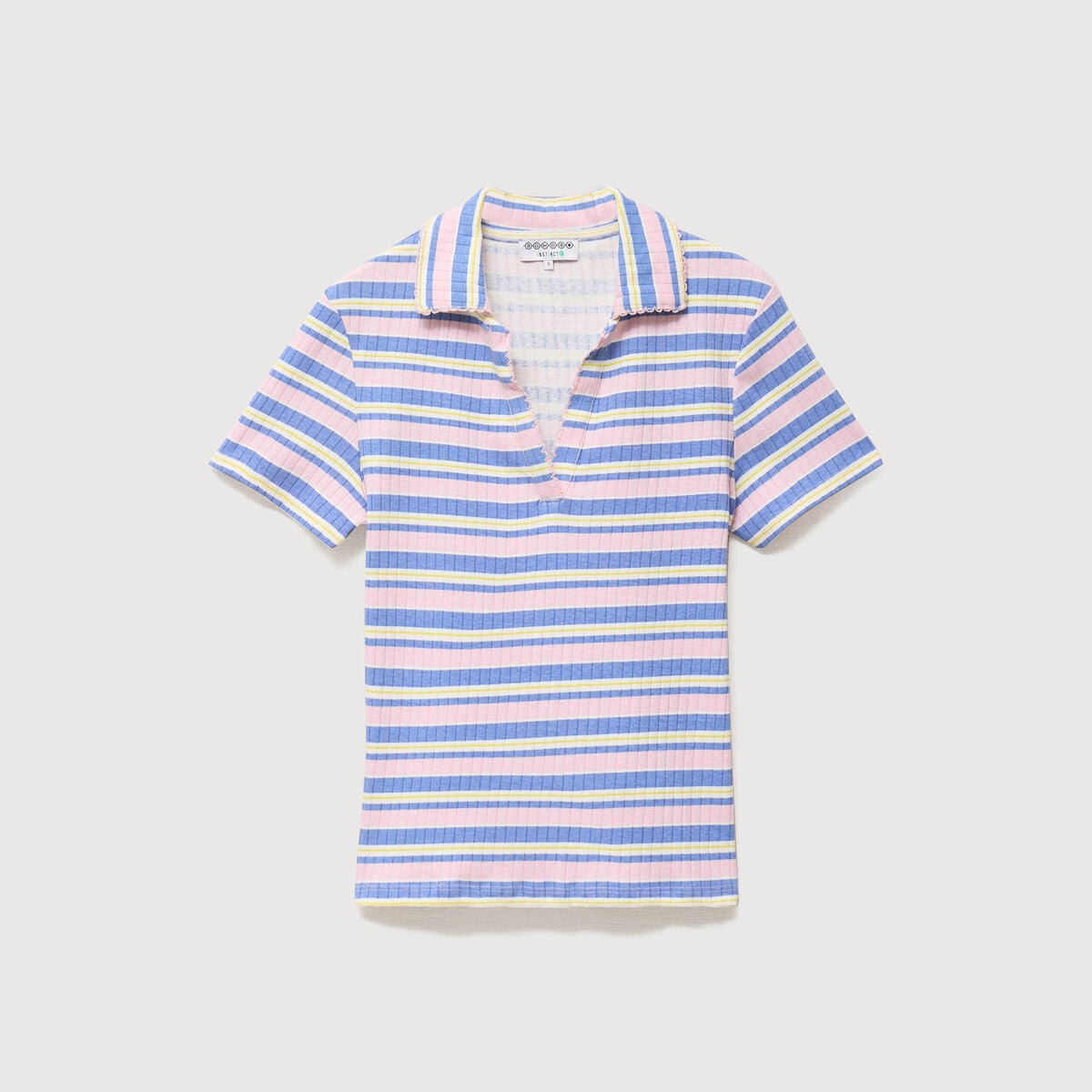 T-shirt polo ajust&eacute; c&ocirc;tel&eacute; en coton rose femme