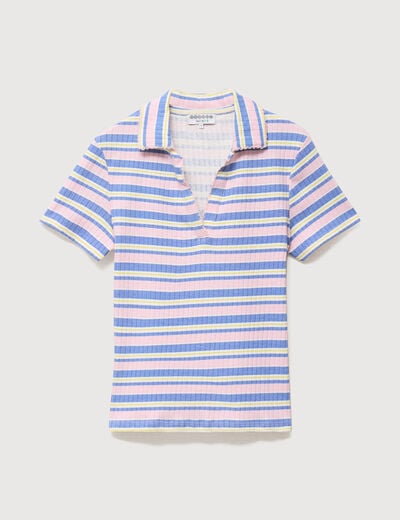 T-shirt polo ajust&eacute; c&ocirc;tel&eacute; en coton rose femme