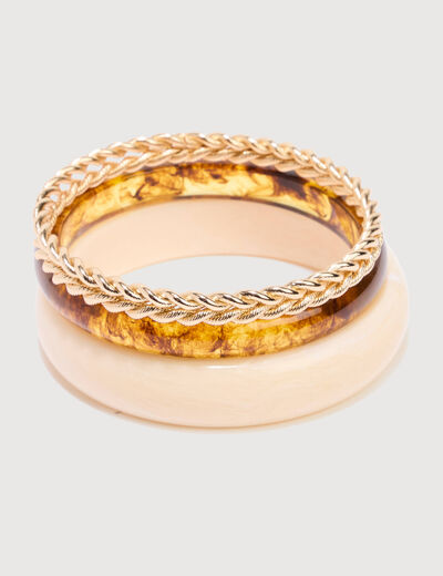 Lot de 3 bracelets couleur or femme