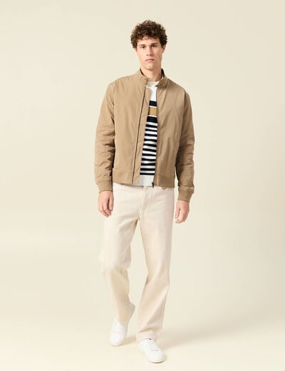 Blouson col droit manches longues marron homme