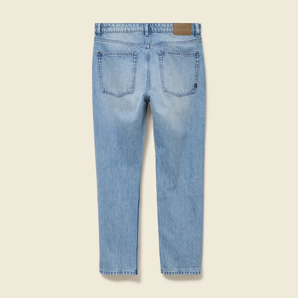 Jeans straight longueur 32 en coton denim bleach homme
