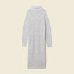 Robe pull longue col roulé gris femme