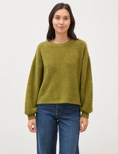 Sweat manches longues vert kaki femme