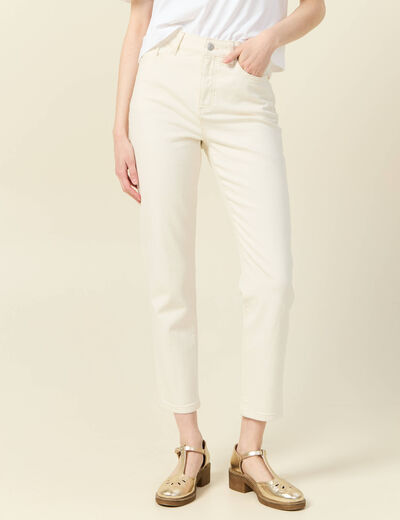 Jeans mom 7/8ème ecru femme