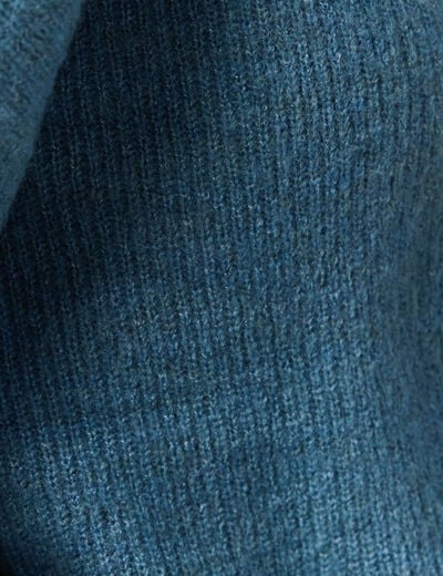Pull manches longues col en V bleu gris femme