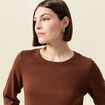 Pull manches longues marron fonc&eacute; femme