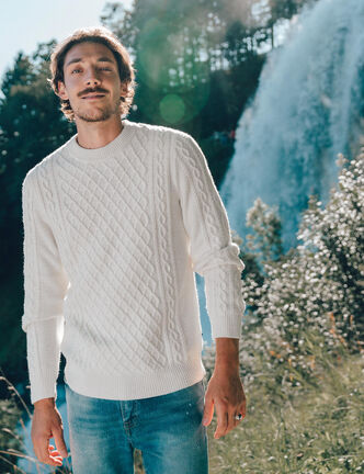 Pull éco-responsable ecru homme