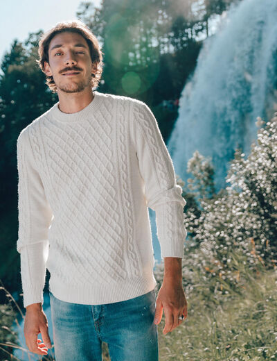 Pull éco-responsable ecru homme