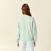 Sweat droit court col rond en coton vert pastel femme