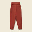 Pantalon carotte taille haute marron cognac femme