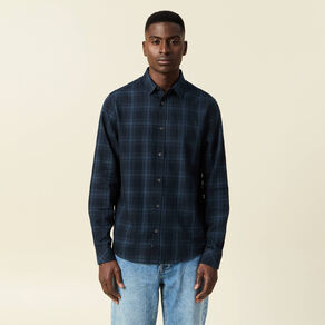 Chemise manches longues bleu marine homme