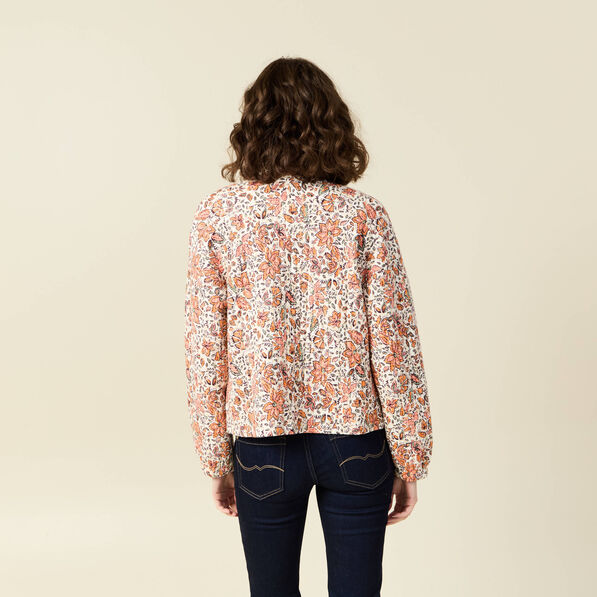 Gilet imprimé manches longues blanc femme