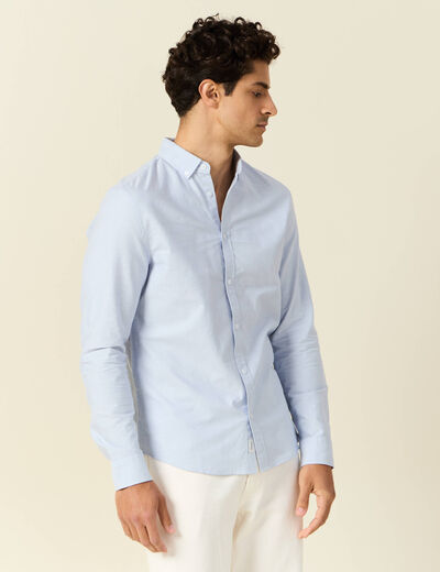 Chemise manches longues bleu clair homme
