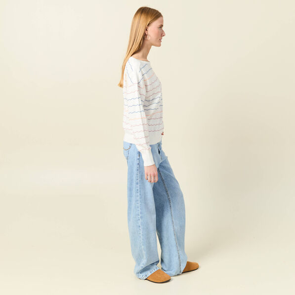 pull manches longues ajoure ecru femme Pull manches longues ajouré ecru femme