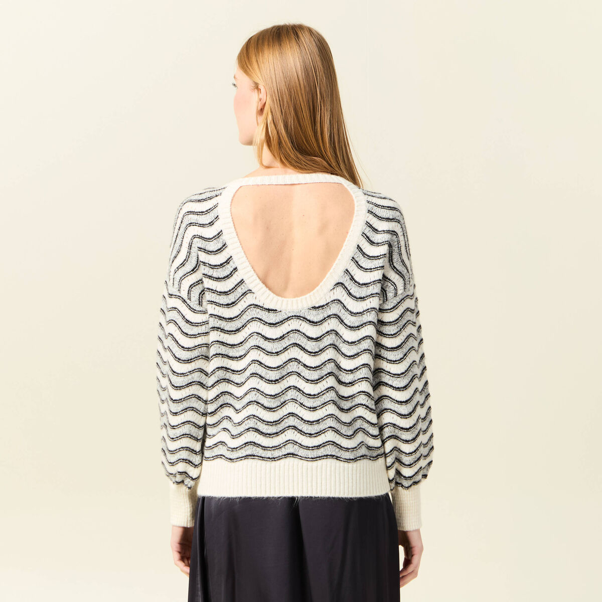 Pull manches longues gris clair femme