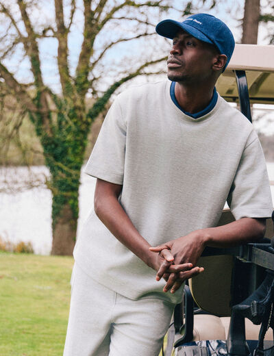 T-shirt ample col rond manches courtes gris homme