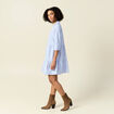 Robe trapèze manches 3/4 bleu ciel femme