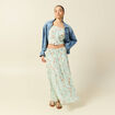 Jupon taille haute doubl&eacute; fluide vert pastel femme