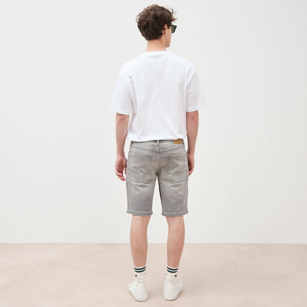 Bermuda en jeans denim gris homme