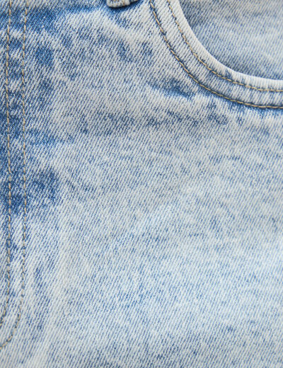 Short mom taille haute en jean denim snow bleu femme