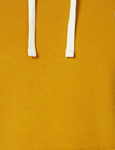 Sweat capuche éco-responsable jaune moutarde homme