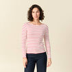 T-shirt ray&eacute; ajust&eacute; manches longues rouge femme