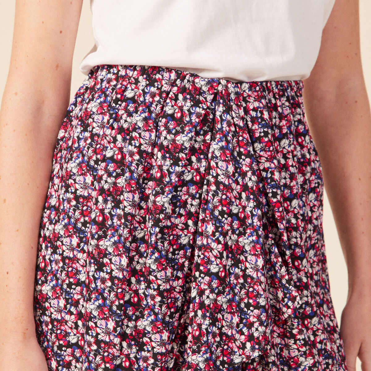 Jupe droite fluide noir femme