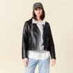 Blouson biker simili cuir noir femme