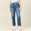 Jeans mom ceinture foulard denim stone femme