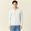Sweat &agrave; capuche manches longues gris homme