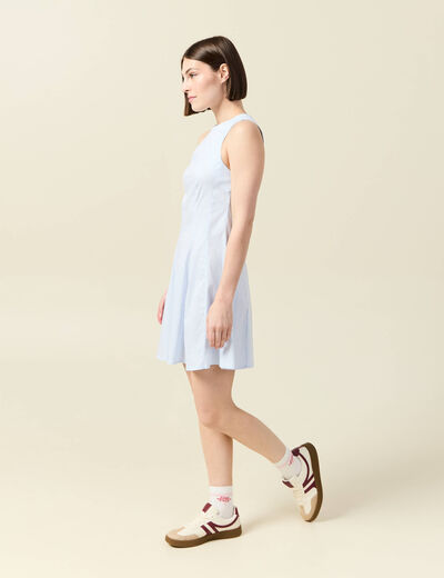 Robe sans manches col montant ecru femme