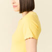 T-shirt manches courtes côtelé jaune femme
