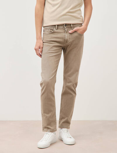 Jeans straight longueur 32 denim denim beige homme